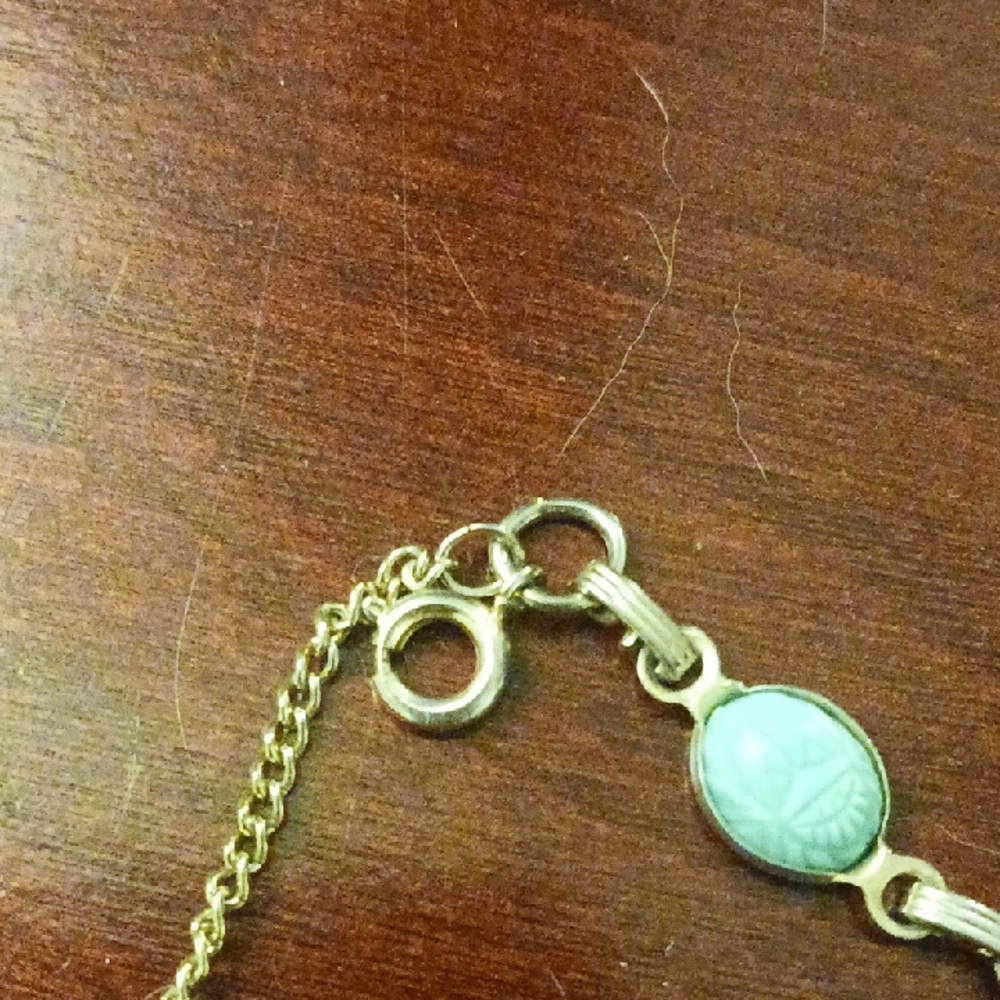 Gold-Tone Multi Gem Scarab Link Bracelet -vintage 1970s - Picture 4 of 5